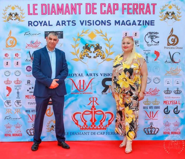 Monica Mergiu and Raouf Meftah at Le Diamant de Cap Ferrat event.